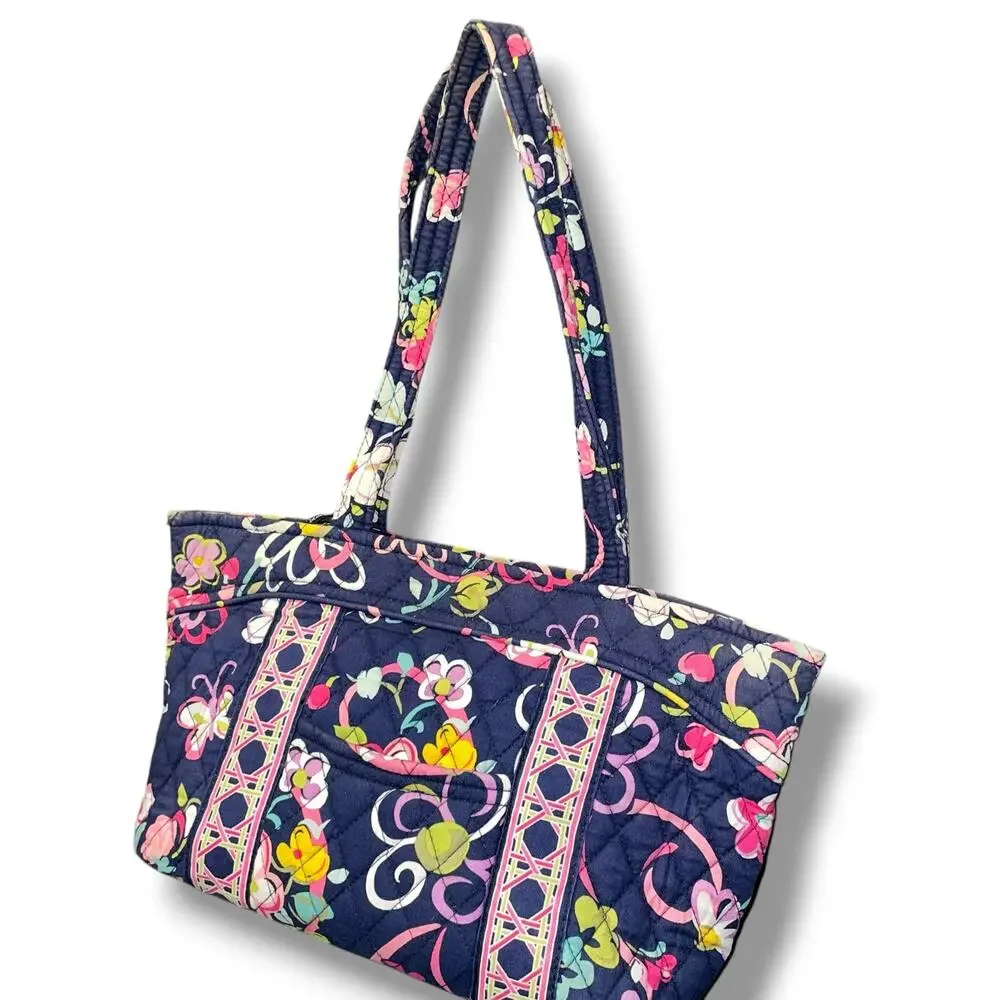 Vera Bradley Ribbons Little Betsy Shoulder Bag Floral Retired Blue Handbag Purse